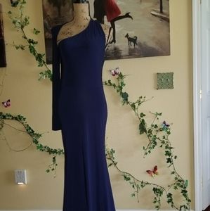 Venus Navy Blue size small long one shoulder dress